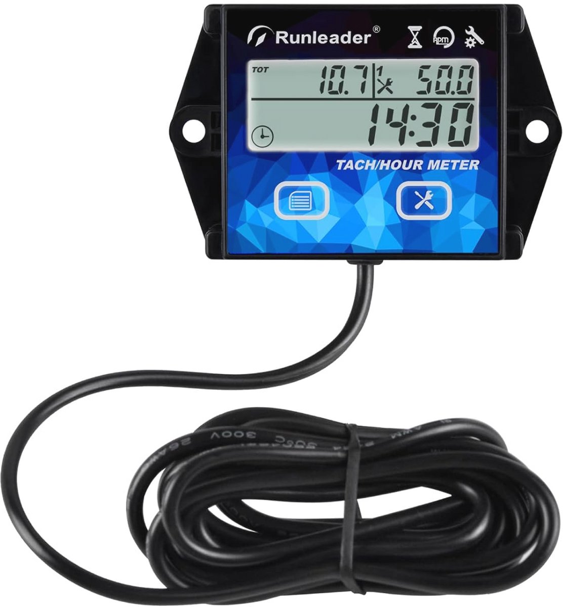 Digitale LCD Tach/Urenteller met Onderhoudsherinnering voor Tuintractoren en Gereedschappen