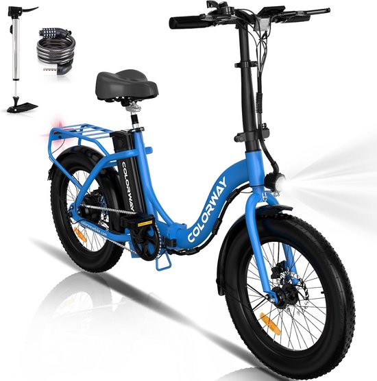 Colorway Elektrische Fiets BK6G - Trendy 20*3.0 Inch Fat Tire City Commuter EBike met Afneembare 36V 12Ah Lithium Batterij - Opvouwbaar Mountain E-Bike met 250W Motor - IP54 Waterdicht
