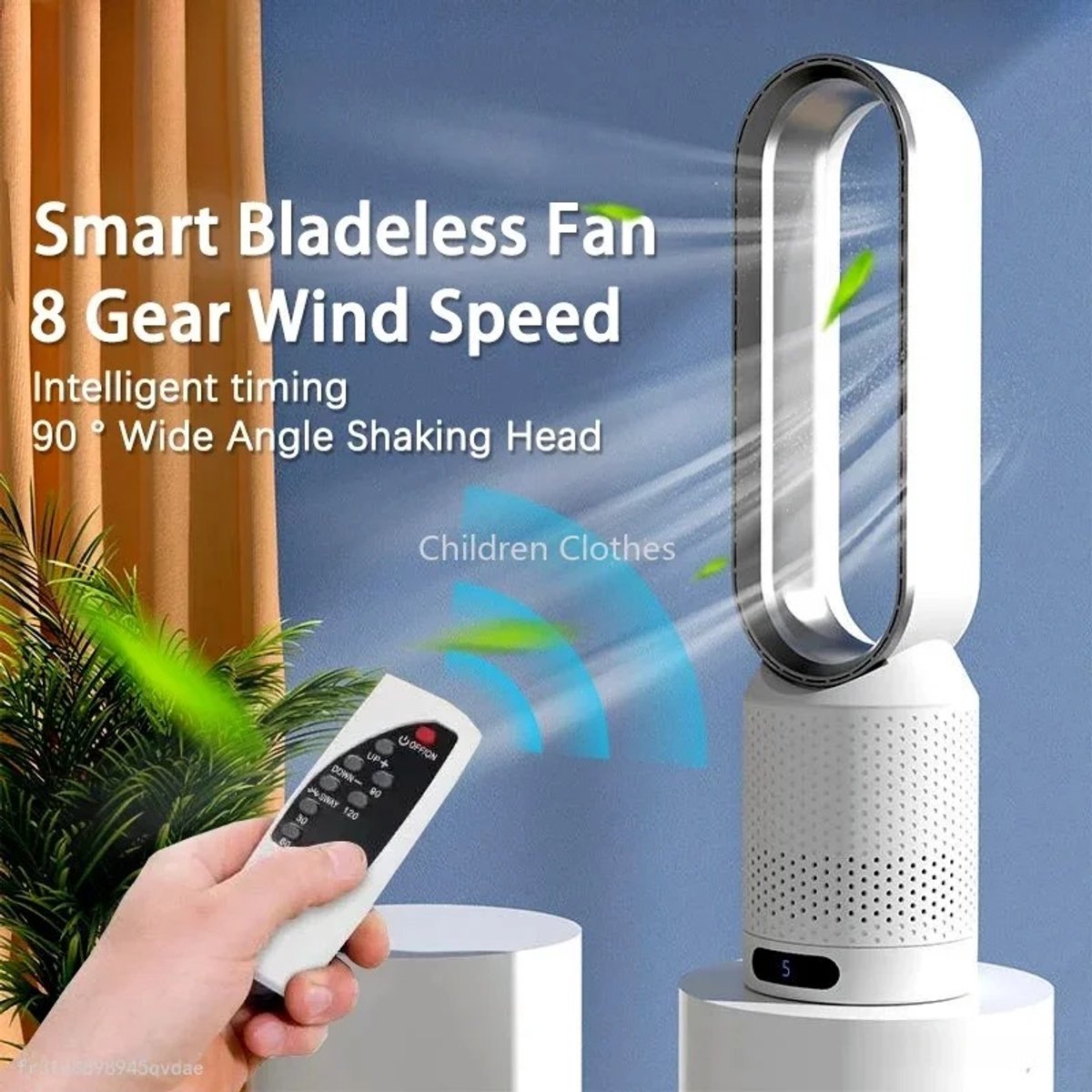 Ventilator - Torenventilator - Luchtzuivering - Elektrische Ventilator - Bladloos - Ultra Stil - 8 Windsnelheden - 90° Oscillerend - Met Afstandsbediening - Timerfunctie - Zilver - Modern Design - Bureau - Slaapkamer - Woonkamer - Kantoor – foto 7
