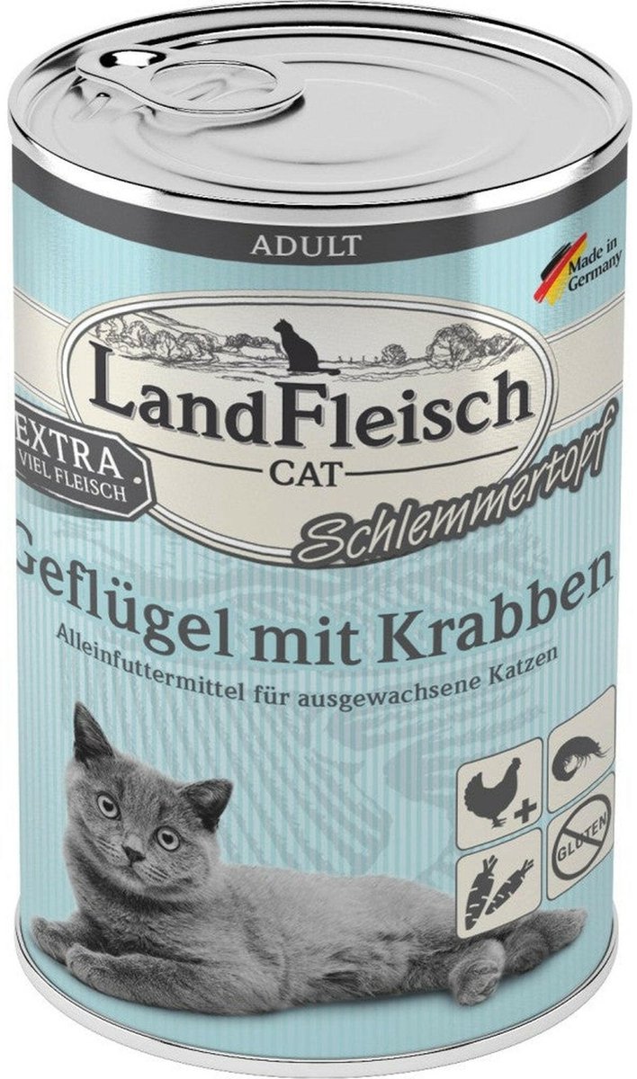 LandFleisch Cat Adult Schlemmertopf 6x400g - Gevogelte & Krab