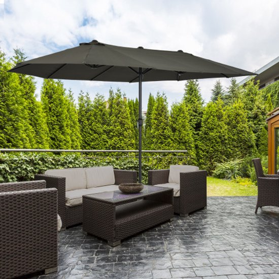 Outsunny parasol met zonneschermvoet tuinparasol dubbel 460 x 270 cm
