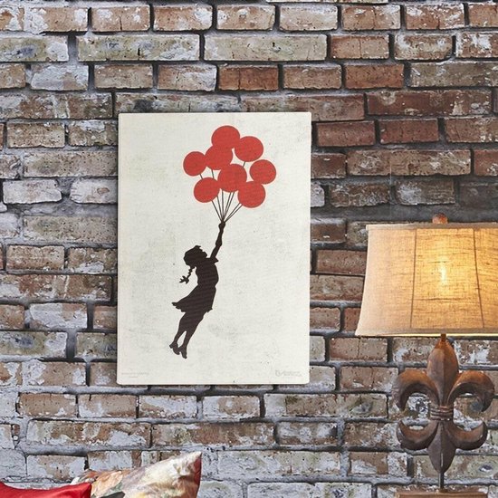 Graffiti Banksy - Balloon Girl - Impression sur toile Premium 48x67,5 cm - Décoration murale