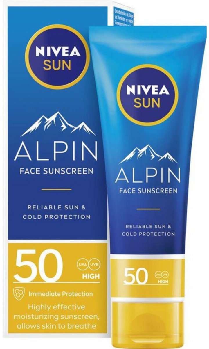 Goedkoopste 2x Nivea Sun Alpin Zonnecrème Gezicht SPF 50 50 ml