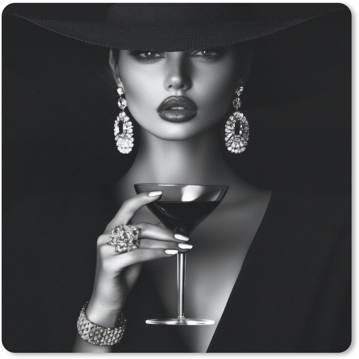 Muismat 30x30 cm - Mousepad Vrouw - Cocktail - Chic - Muismatten