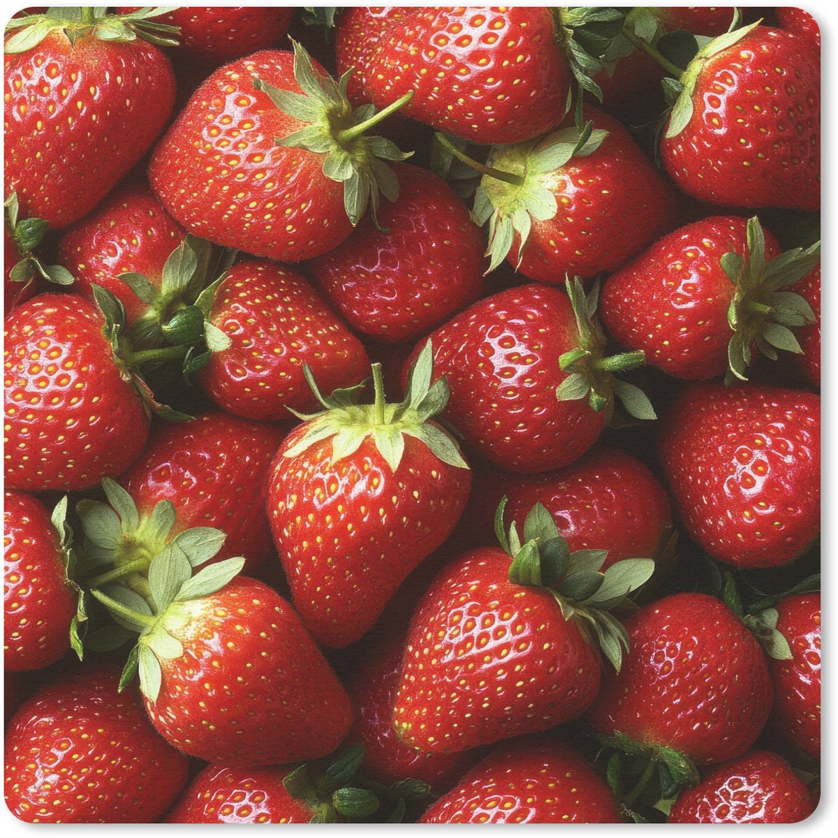 Muismat 30x30 cm - Mousepad Aardbei - Fruit - Rood - Muismatten