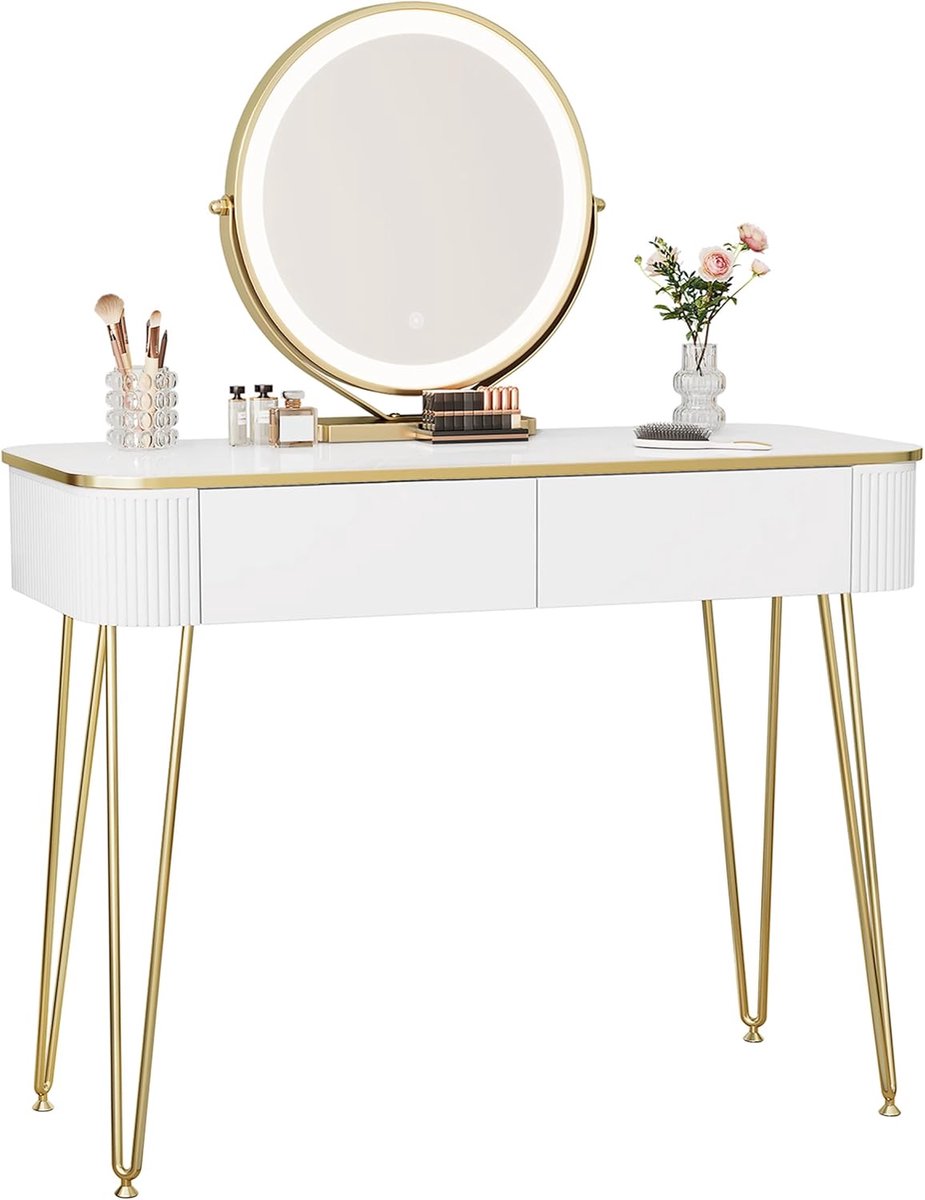 Modern Make-uptafel met Verstelbare LED Verlichting en Spiegelfunctie