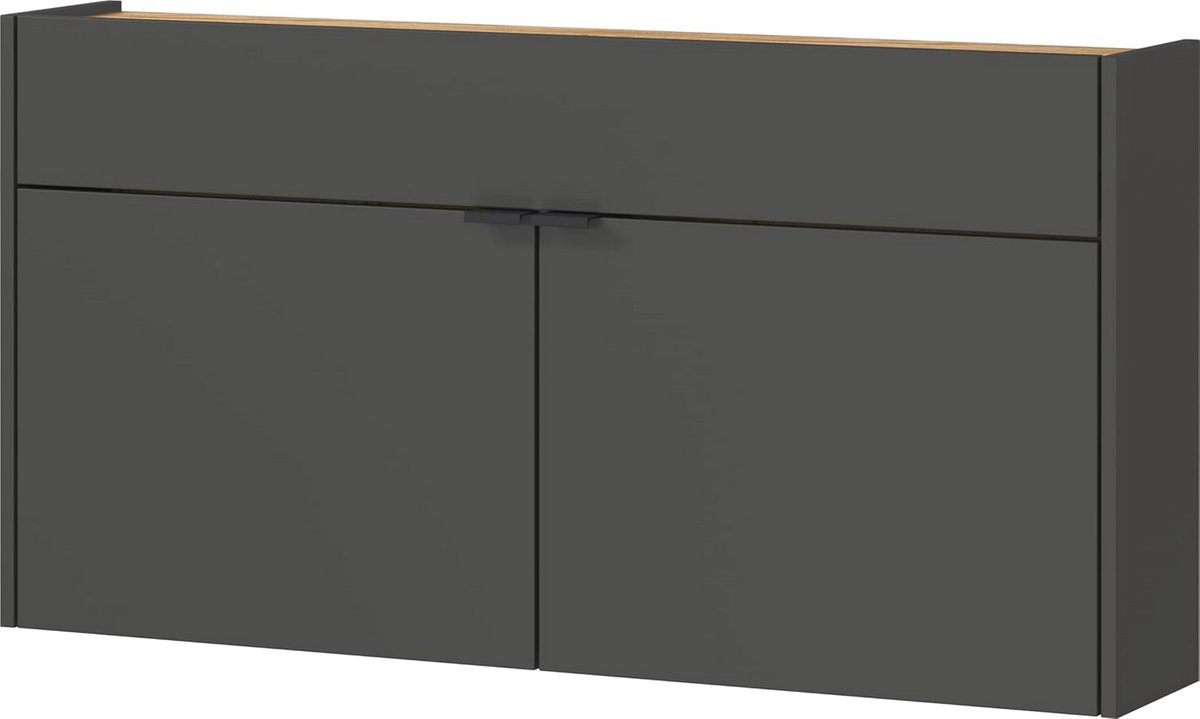 Multifunctionele hangende kast voor smalle gangen in grafiet en eiken 110 x 57 x 22 cm