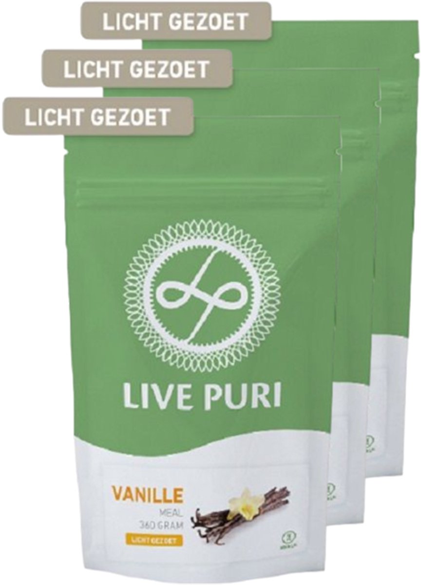 Live Puri | Maaltijdshake | Vanille Licht Gezoet | 3 stuks | 3 x 360g