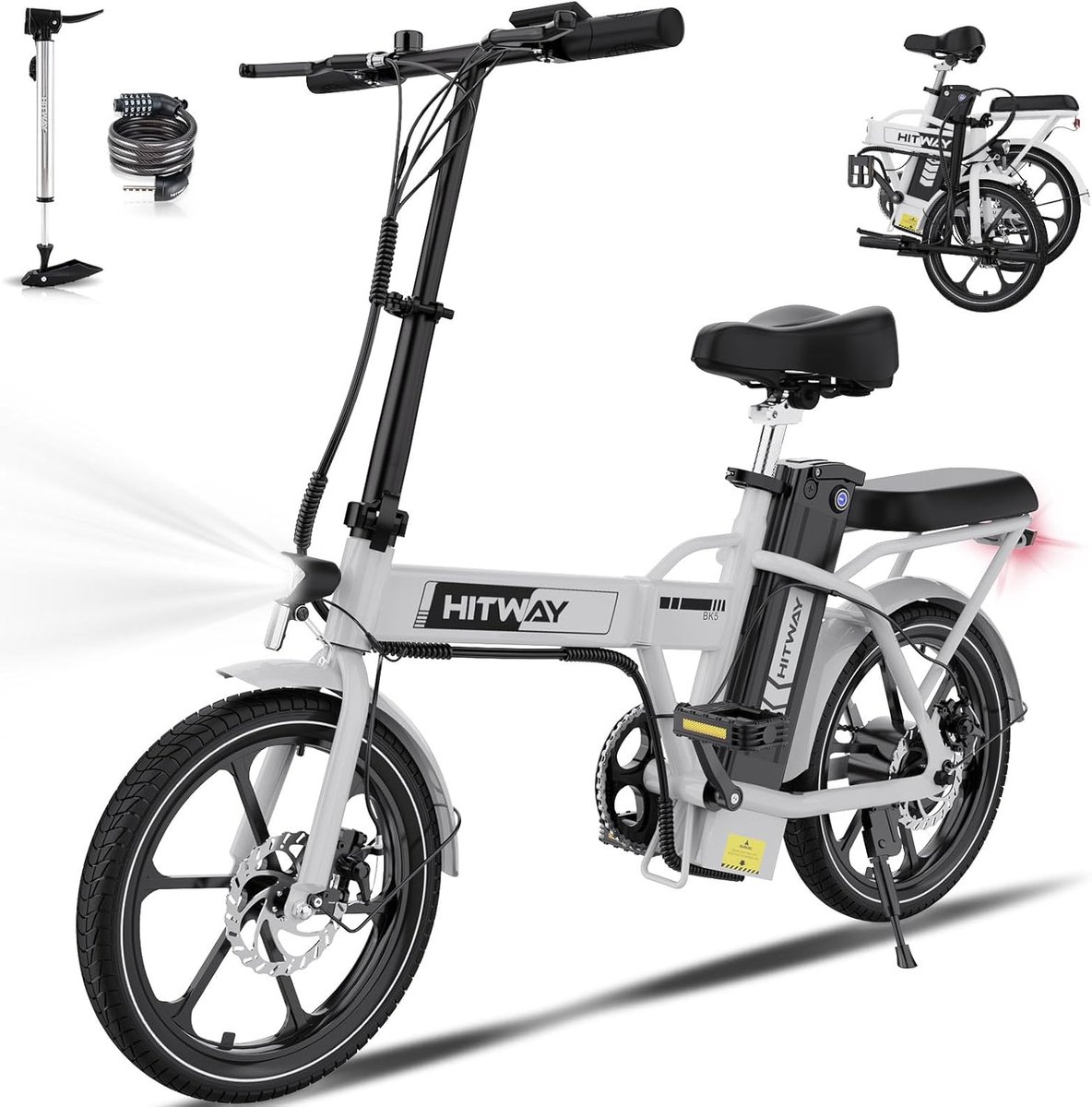 Hitway BK5 Elektrische Fiets | Opvouwbare E-bike | 16 Inch | 250W Motor | Wit