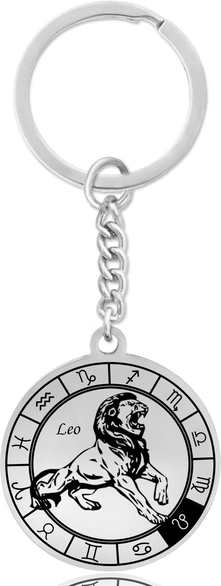 Sterrenbeeld Leeuw (Leo) Sleutelhanger – Spiritueel Cadeau van Roestvrij Staal – Zilverkleurig – Pax Amare