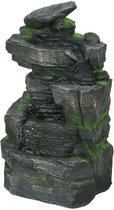 Tuinfontein - met LED licht - op zonne-energie - 4-laags decoratieve fontein - steenlook - waterval voor tuin - grijs/bruin