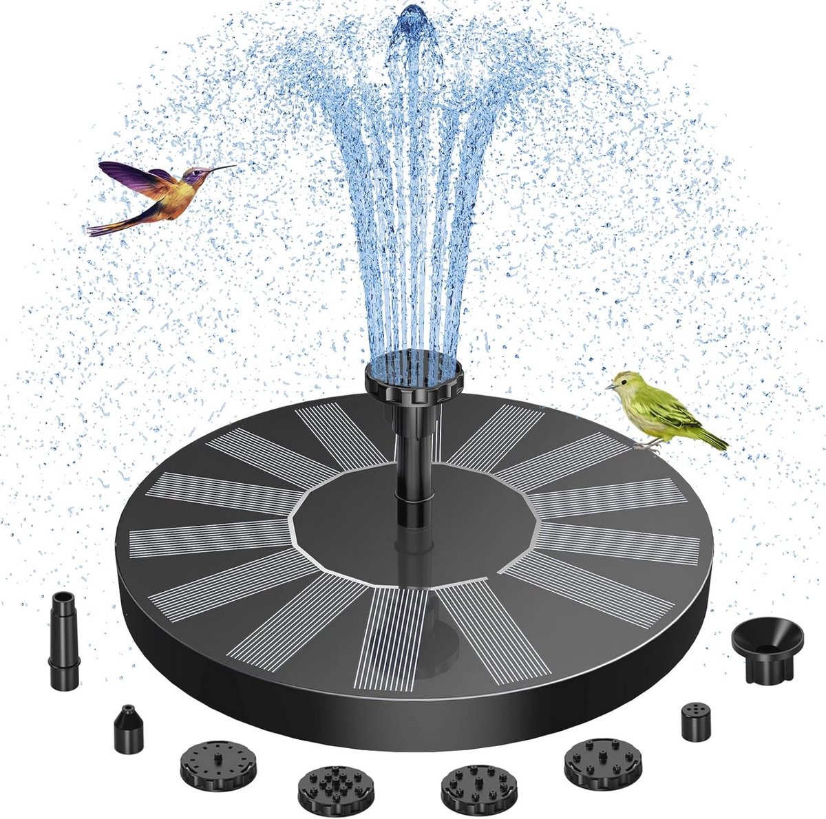 Zonne-energie Fonteinpomp met 6 Spuitmonden voor Tuin, Vijver en zwembad