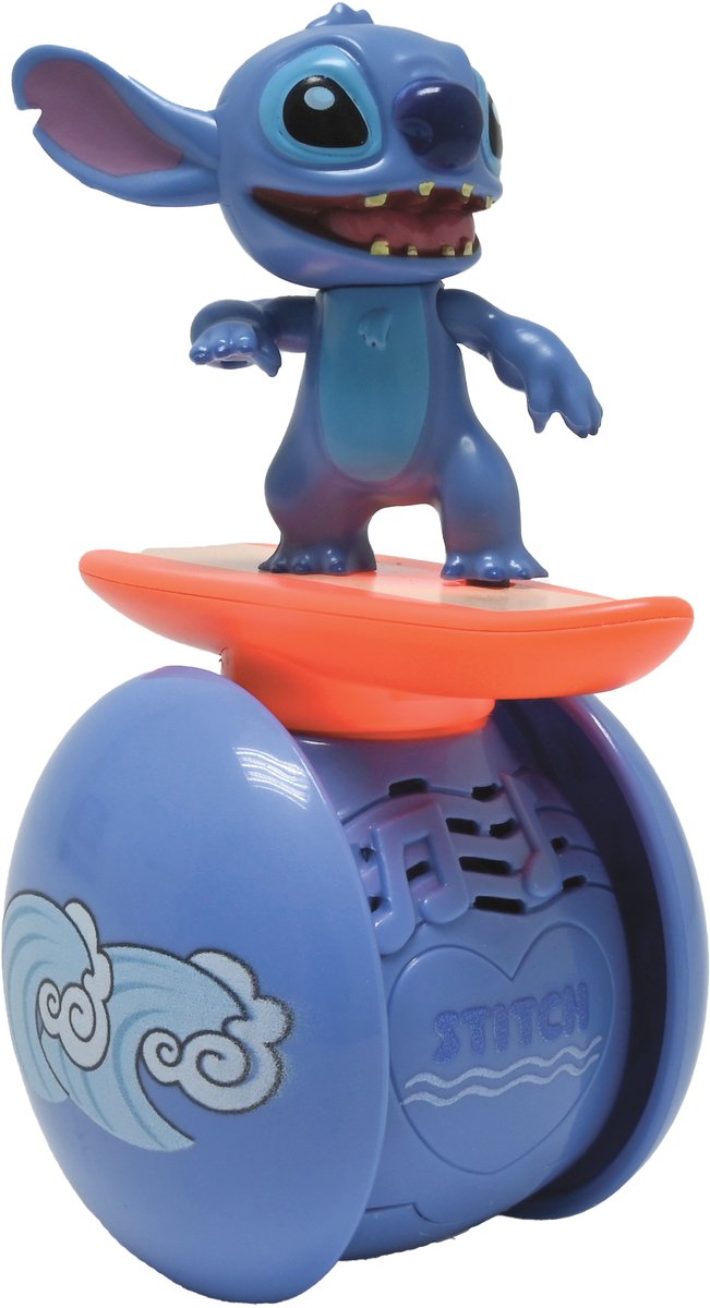 Mijn surfmaatje Stitch – Eénwielig perfect uitgebalanceerd Stitch met licht- en geluidseffecten.