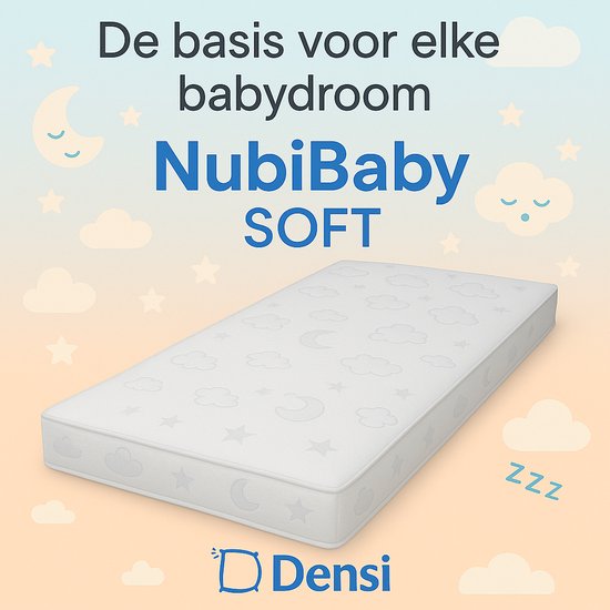 Densi Baby Matras - NubiBaby Soft - 60x120 cm - 11 cm dik - Comfortschuim – Oeko-Tex – Ademend & Wasbare Hoes – Duurzaam & Ergonomisch