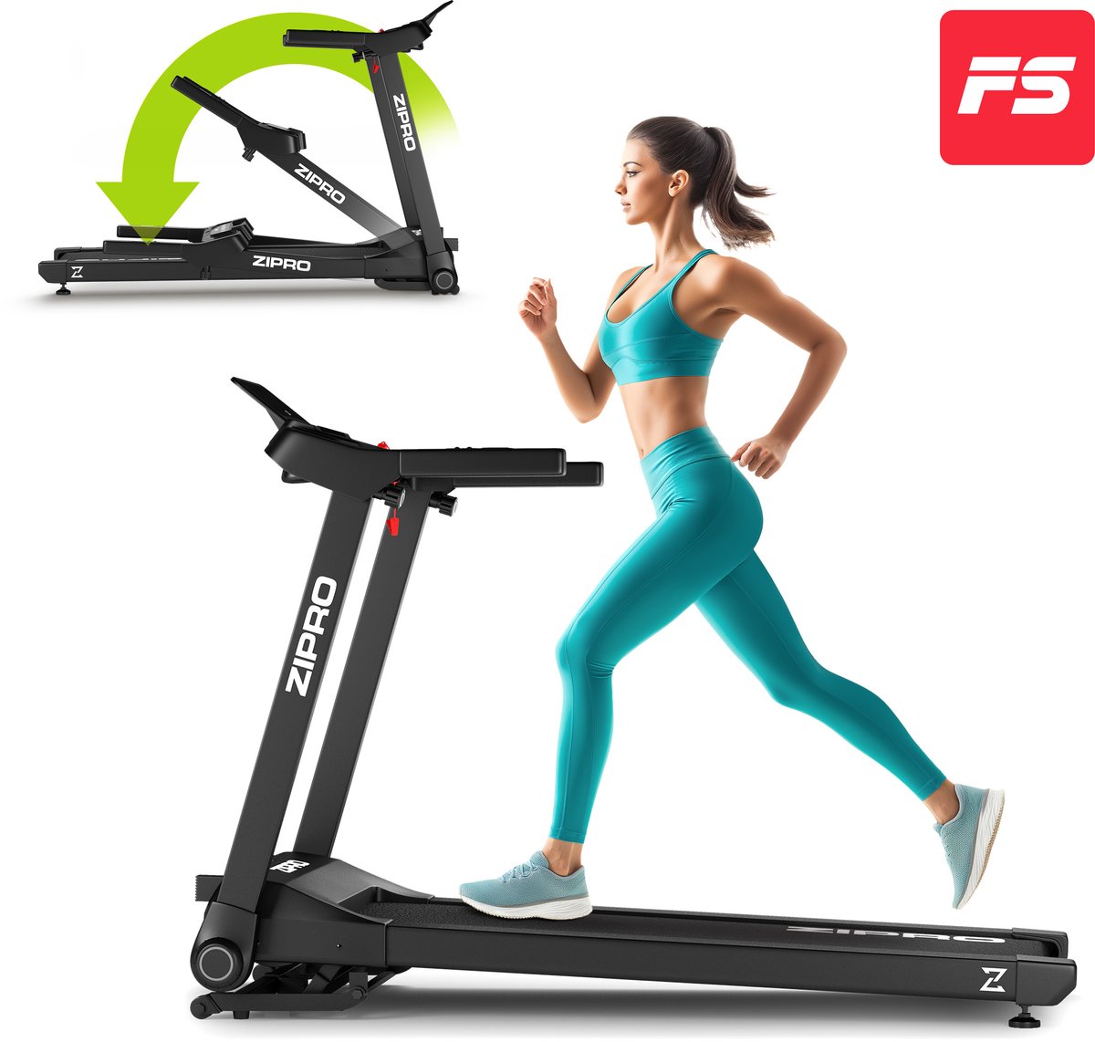 Zipro® Ramble Elektrische Loopband 1-16 km/h - Wandelband - Cardiotraining - LED-display - 12 Programma’s - Eenvoudig opvouwen naar een verticale positie - Nauwkeurige gegevensmeting - Hartslagmeting
