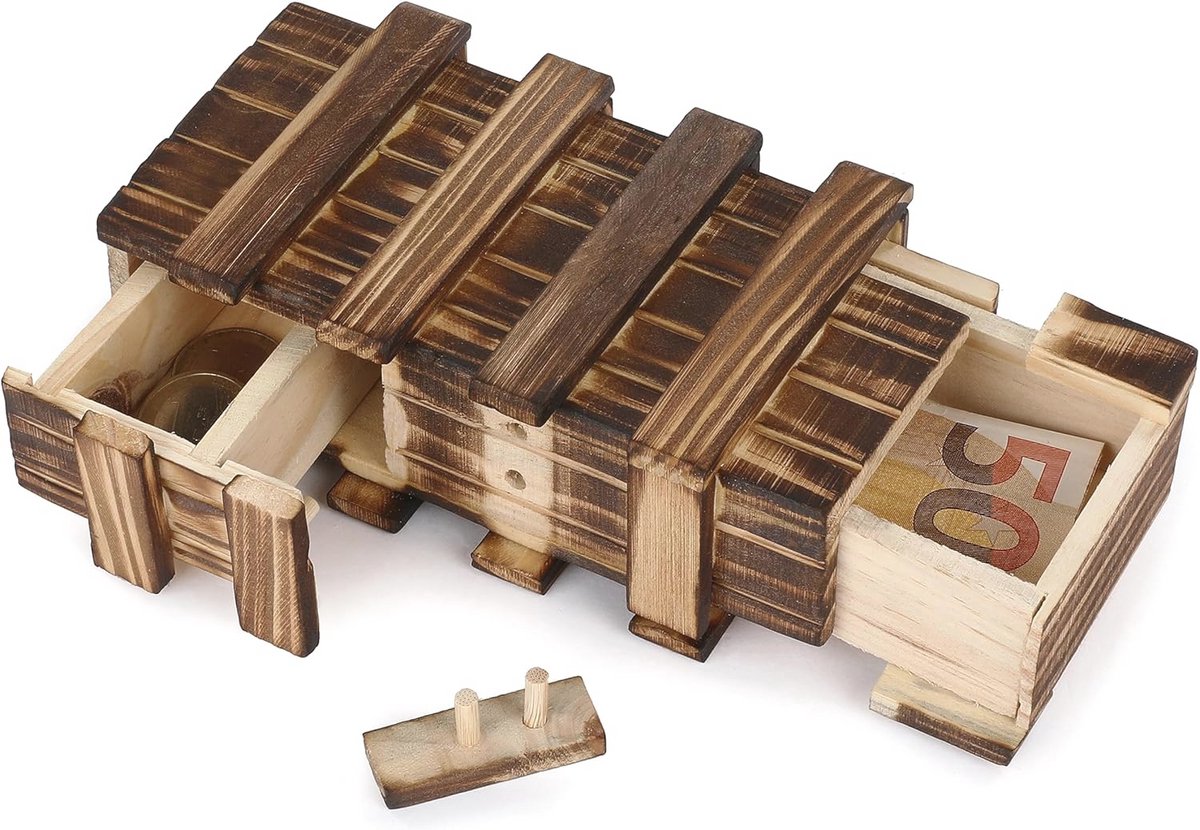 Houten Geheime Puzzelbox - Creatieve Cadeaudoos voor Verjaardag, Bruiloft en Jubilea - Magische Raadseldoos