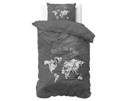 Sleeptime Marble World Dekbedovertrek - Eenpersoons - 140x200/220 + 1 kussensloop 60x70 - Antraciet