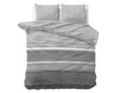 Sleeptime Flanel Stone Stripe - Dekbedovertrekset - Lits-Jumeaux - 240x200/220 + 2 kussenslopen 60x70 - Grijs