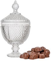 Home Deco Factory Bonbonniere met deksel - Gedecoreerd glas - 15 x 28 cm - Luxe snoeppot - tafel model