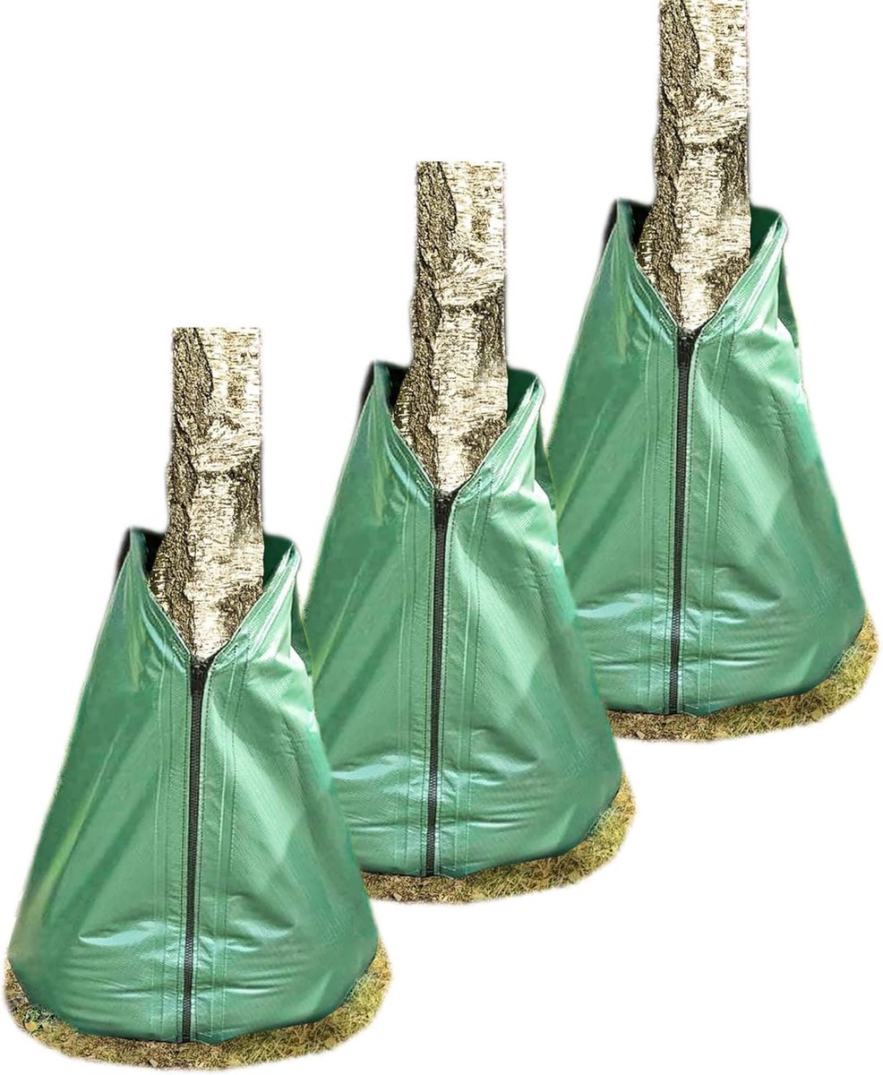 Novatool 3X Zakken voor boombewatering 75 liter Groene irrigatiezak van robuust PVC Boomzakken Irrigatie Boombewateringszakken Waterzak boom
