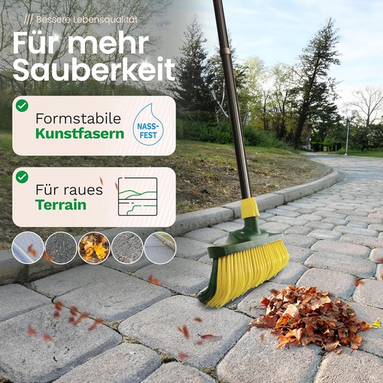 Novaliv Premium klauwbezem met 40 cm steel, speciale bezem met gebogen borstelharen - ideaal als tuinbezem, schraapbezem, kunstgrasbezem, optimaal voor op de camping, straatbezem, veegbezem van Novaliv — afbeelding 4