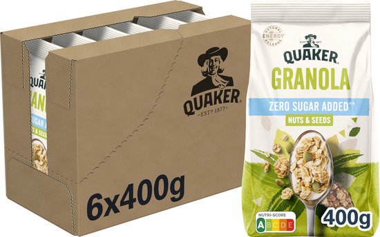 Quaker Granola Zero Sugar Added Nuts & Seeds - Ontbijtgranen - 6 x 400 gram