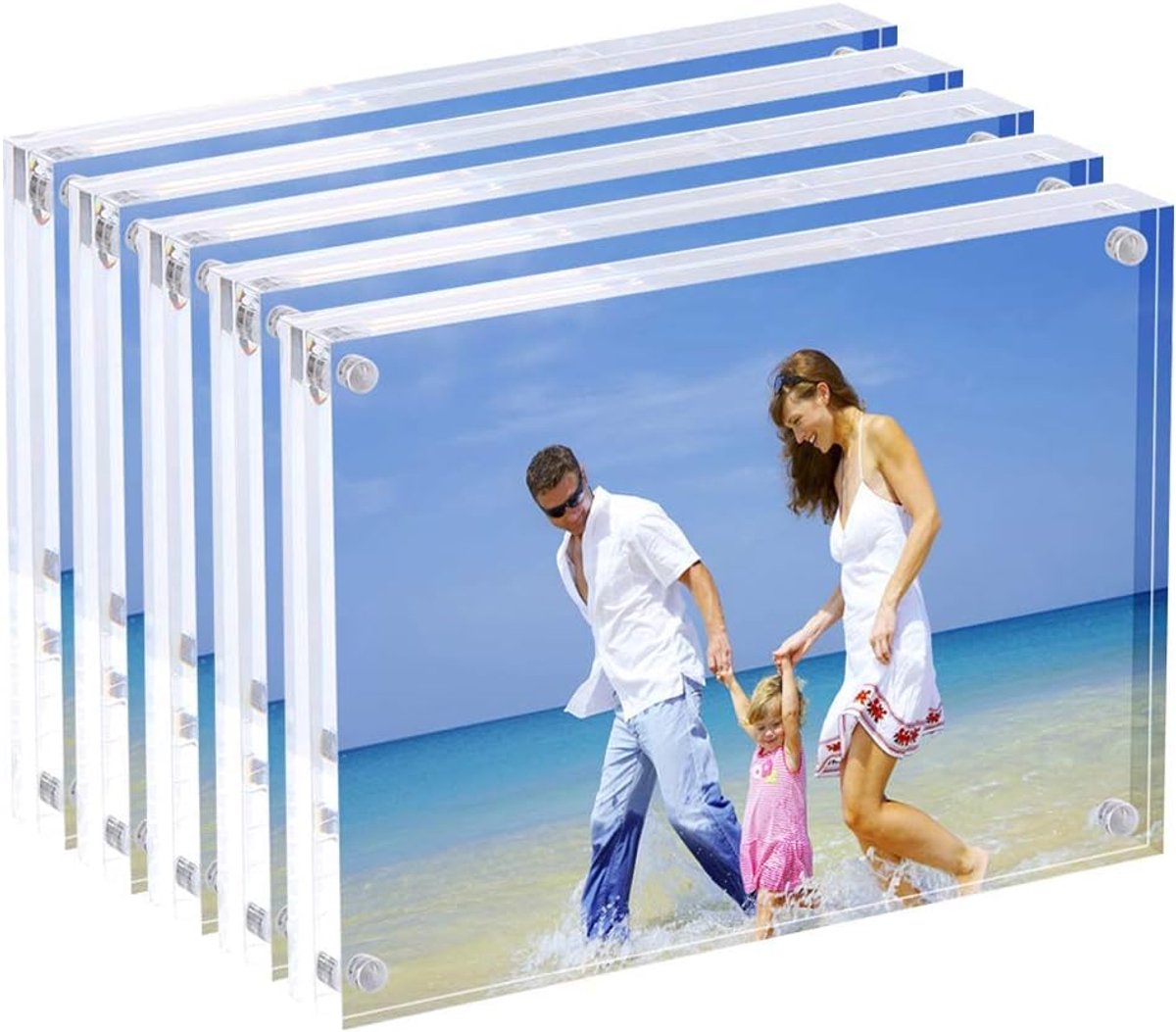 Ibenzoa Doux en Functioneel Magnetisch Acryl Fotolijstframe 4x6 met 5 Blokken Transparant