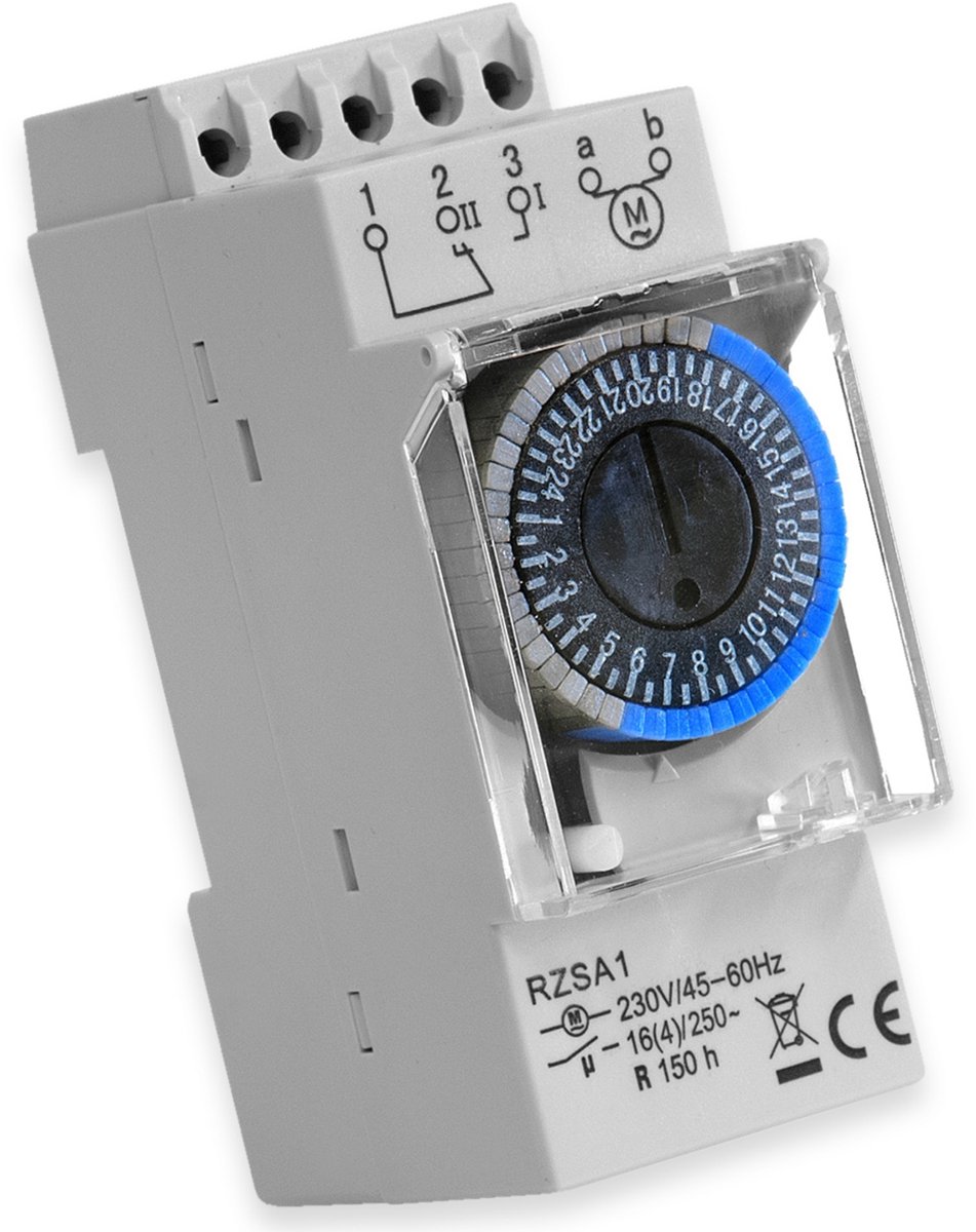RELTECH tijdklok RZSA1, 230 V, DIN-rail, Analoog