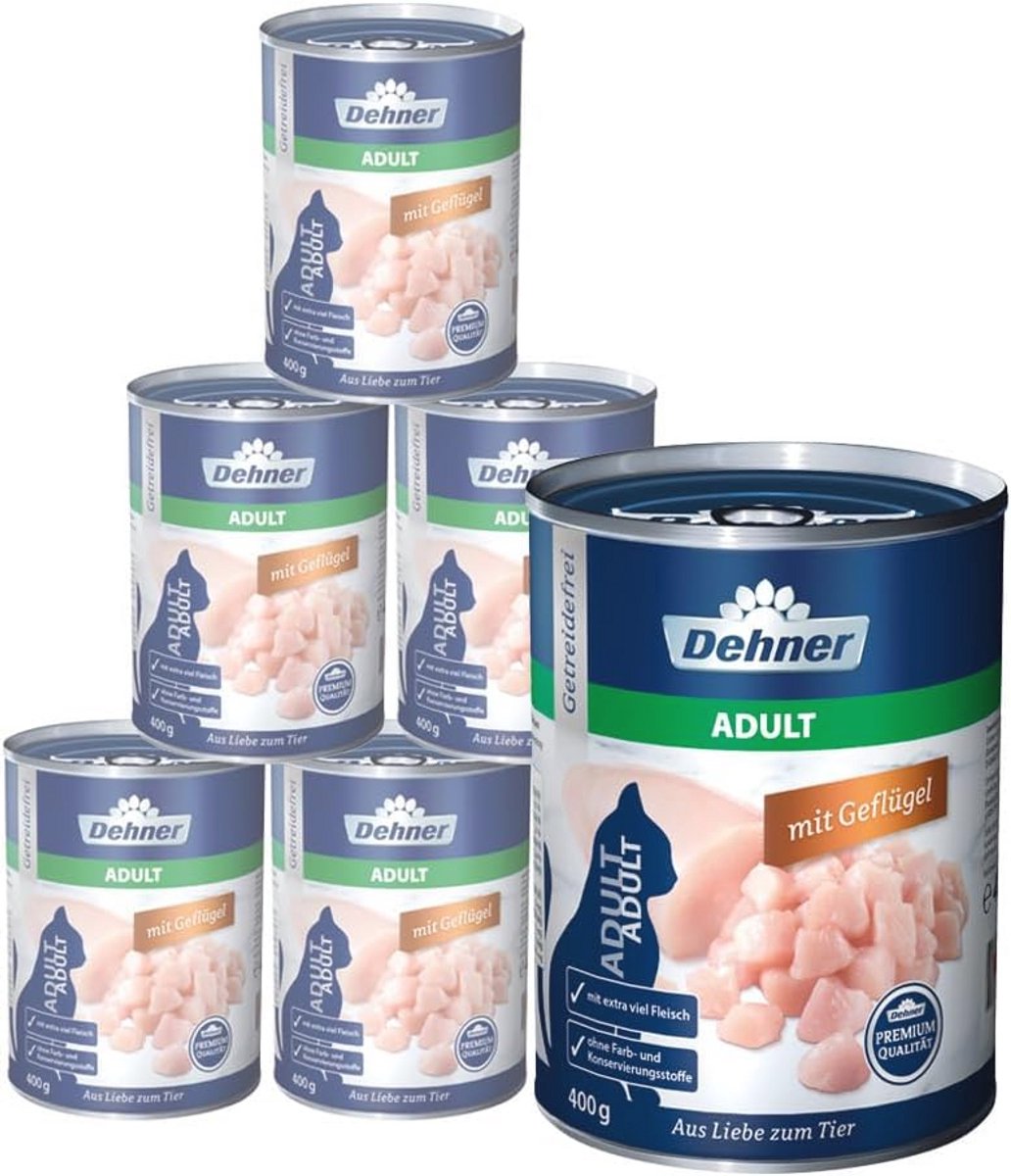 Premium kattenvoer met gevogelte - Graanvrij natvoer voor volwassen katten 6 x 400g