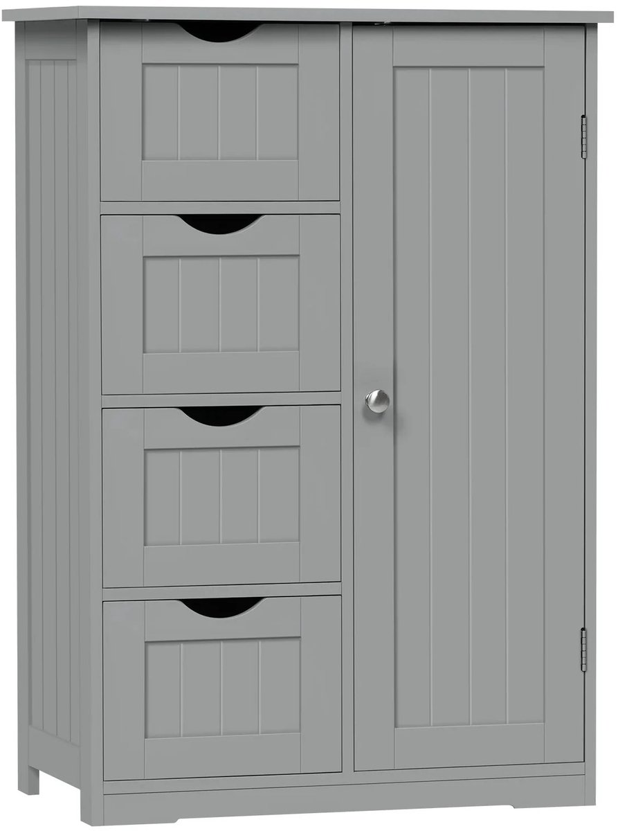 Mila Shop Badkamermeubel - Badkamerkast - Wastafelmeubel - Kledingkast - 4 lades en 1 deur - Hout - 30x56x82cm