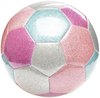 Voetbal met glitters in roze, zilver en mintgroen.