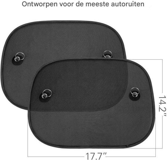Auto zijruit zonneklep - Mesh zonneklep - 2 stuks - 44x36cm - Blokkeert schadelijke UV-stralen - Warmte-isolatie - Geschikt voor baby's, kinderen en huisdieren - Supersterke zuignap - Auto zijruit zonneklep van SmartProTECT — afbeelding 5