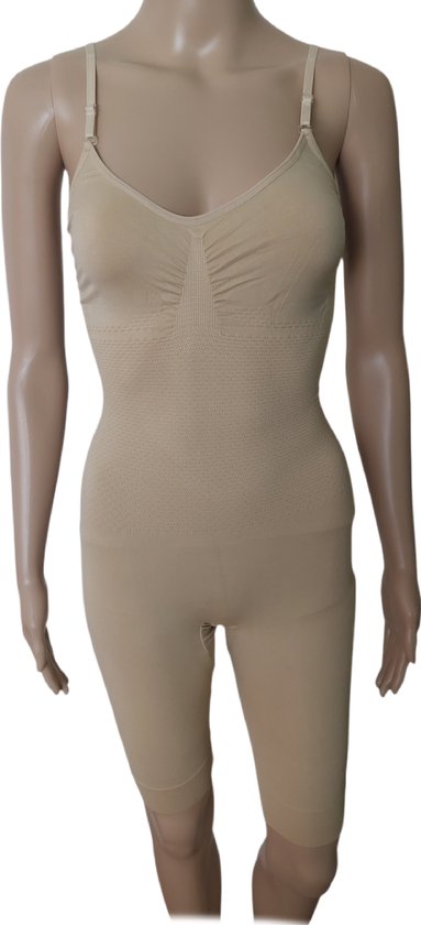 Dames - Corrigerende Body - Met Pijpjes - Open kruis - Thigh Slimmer - Naadloos - Kleur Beige - Maat 36 t/m 40