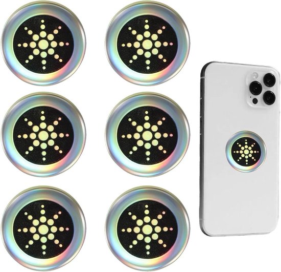 HURRISE HURRISE Stralingsbeschermingsstickers, EMF-blocker, effectieve bescherming tegen elektromagnetische straling voor mobiele telefoon, laptop, tablet en elektronische apparaten, 6 stuks, zilver