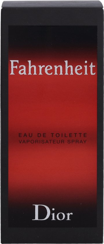 Dior Fahrenheit Eau de Toilette flacon met rode en zwarte verpakking.