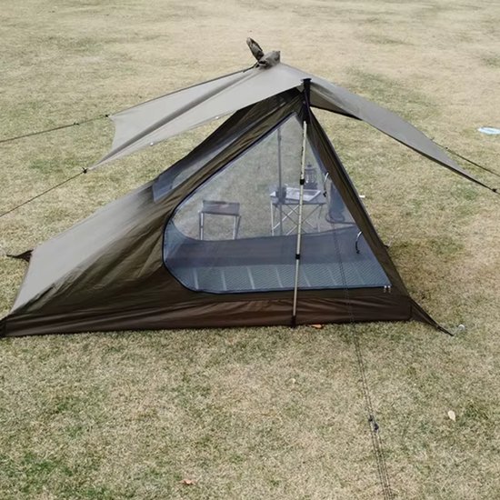 Top Lander Airy Mesh Tent – Lichtgewicht Eénpersoonstent – Inclusief Regenjas Tarp – Muggenwerend Mesh – Ultralicht & Compact voor Hiken en Kamperen