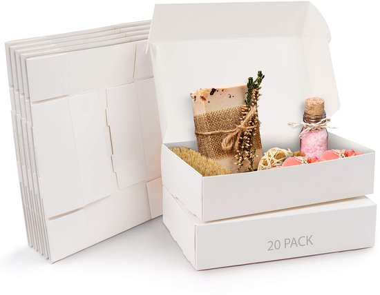 Kurtzy Witte Hobby Kado Dozen (20Pak) - Doos Maat 19 x 11 x 4,5cm - Makkelijk in Elkaar te Zetten Presentaties Geschenk Presentjes Doos - Feestjes, Verjaardagen, Huwelijken, Vakanties