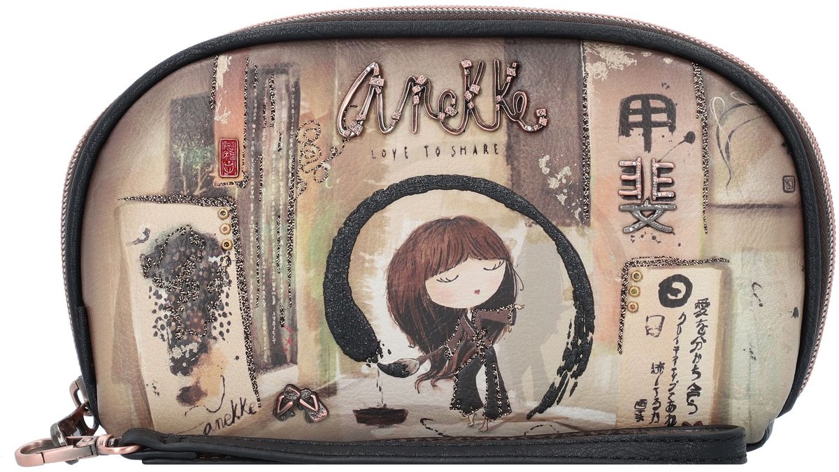 Anekke Shoen Black Portemonnee RFID-bescherming 22 cm - Dames - Horizontaal - mehrfarbig