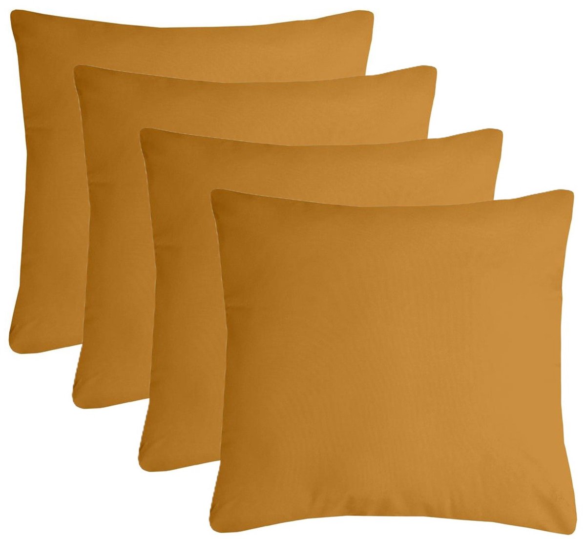 Stof Textile sierkussen Nelson - 4x - okergeel - 40 x 40 cm - bank kussens - zitkussens - binnen/buiten - polyester