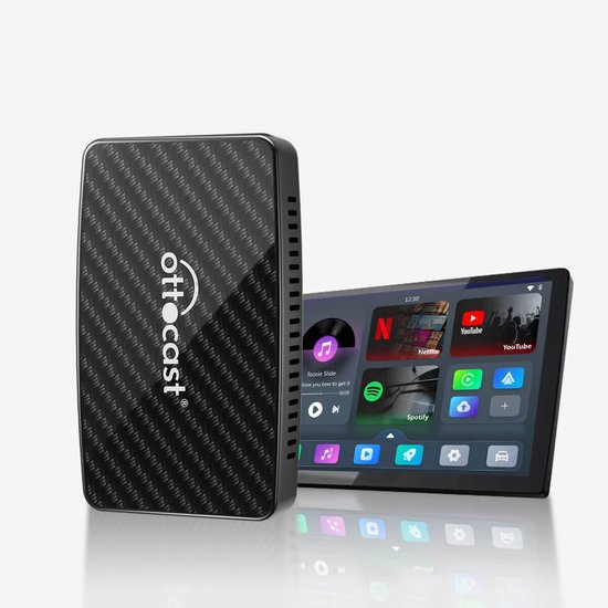 Ottocast Play2Video Pro - Draadloze CarPlay & Android Auto Adapter - All-in-One Multimedia - USB A/C - Android 12 - Netflix/YouTube