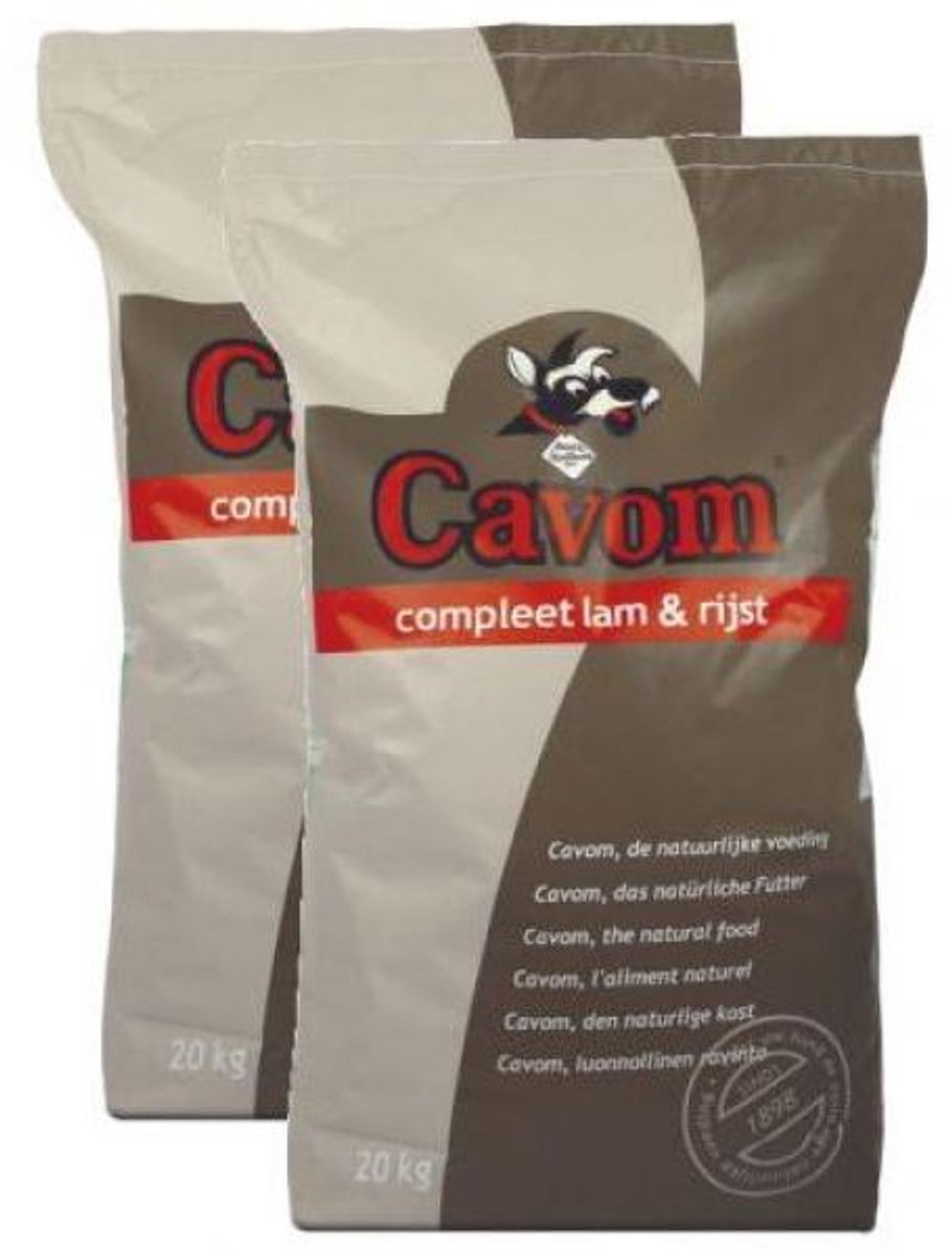 Cavom 2x20 kg Cavom compleet lam/rijst hondenvoer