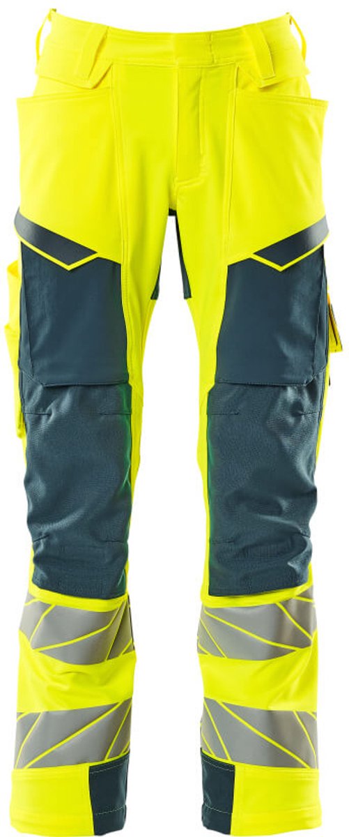 Mascot Accelerate Safe Broek met kniezakken 19079-511 - hi-vis geel/donkerpetrol - C44 - 82