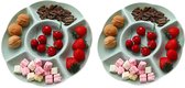 2 stuks snackborden - snackdienblad - snackschaal - 5 vakken - herbruikbaar - fruitborden met vakken - voor noten - snoep - gedroogd - fruit - eten voor thuis en feest - groen