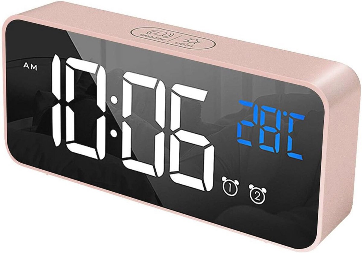 Digitale Wekker met Temperatuurweergave, Snoozefunctie en 10 Beltonen – Instelbare Helderheid en Volume