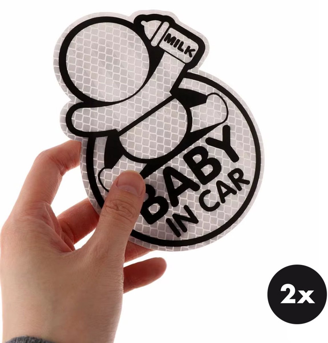 Actie4you® - Autosticker - Baby in Car – Baby on board – Baby sticker – 11CM x14CM - Reflecterend – 2 Stuks - Wit