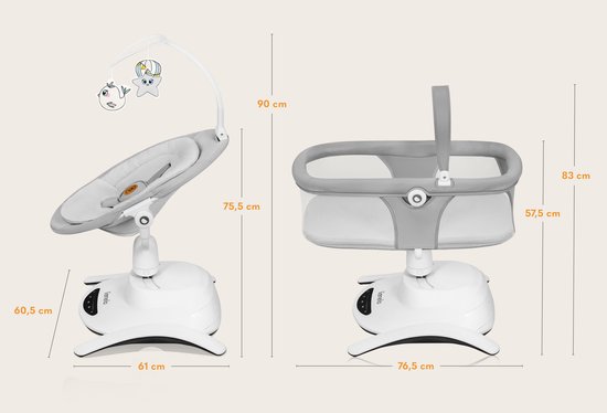 Lionelo Bella SET Wipstoeltje 6in1 - 360 graden - Elektrisch Draaibaar - voor baby's tot 9 kg - Rugverstelling van LIONELO — afbeelding 3