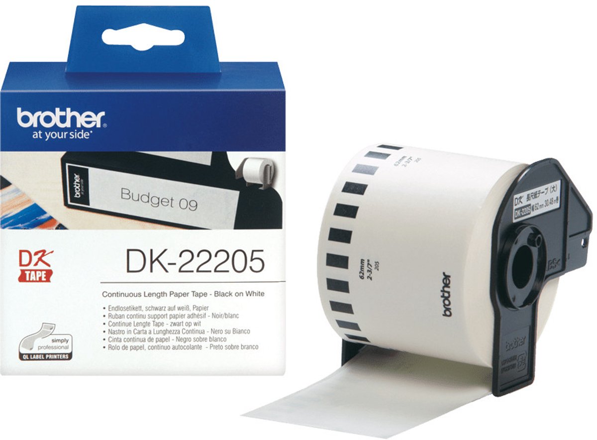 Etiket Brother DK-22205 62mm 30-meter wit papier - doos van 3 stuks