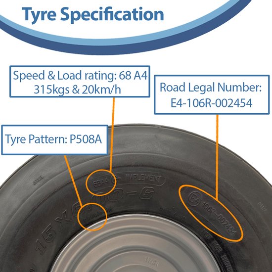 Neumático Cámara De Aire 15 X 6,00-6 Reforzado Para Tractores De Cesped De Goma 90158494