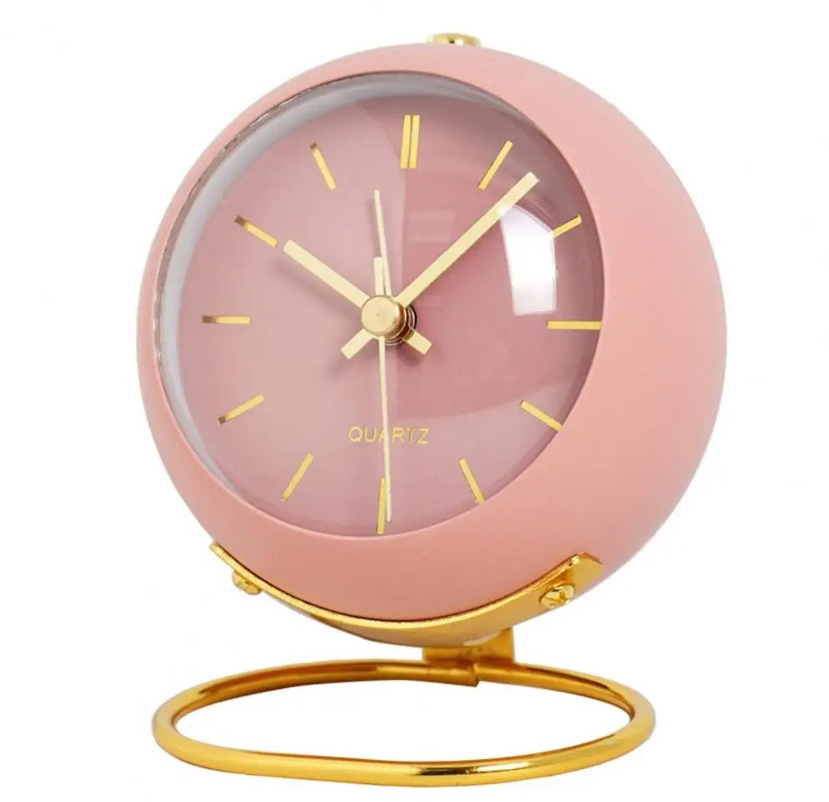 WiseGoods Premium Retro Wekker - Niet-Tikkende Slaapkamer Klok - Met Nachtlamp - Wekkers - Klokken - Nachtlampje - Roze 10.5CM