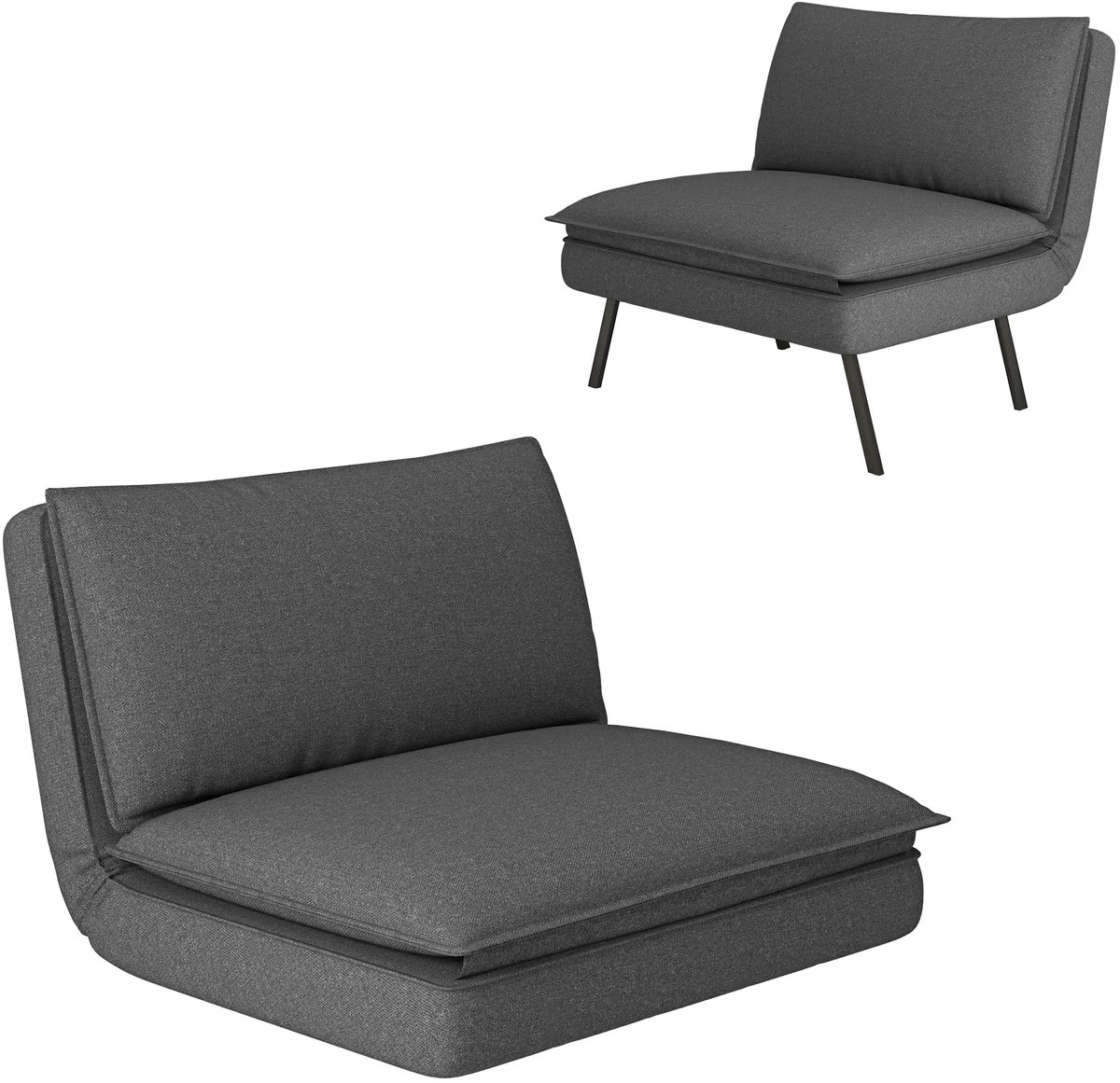Slaapstoel - Uitklapbaar - Slaapbank - Logeerbed - Zetelbed - Slaapfauteuil - Vouwbed - 1 persoons - Zeer comfortabel - Donkergrijs